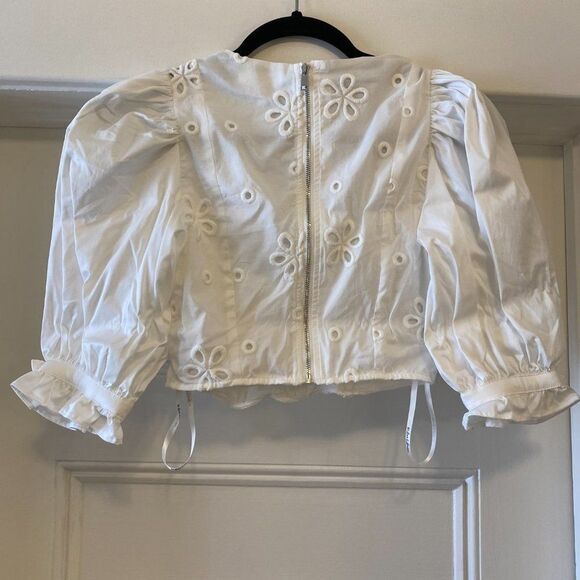 For Love and Lemons White Eyelet Lace Serena Crop Top - Picture 8 of 15